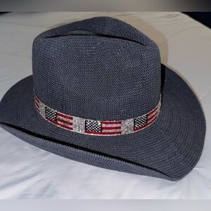 Navy Woven Hat with American Flag Band